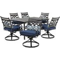 Hanover Hanover MCLRDN7PCSQSW6-NVY Dining Set; Navy Blue with 6 Swivel Rockers & 40 x 67 in. Dining Table; 7 Piece MCLRDN7PCSQSW6-NVY